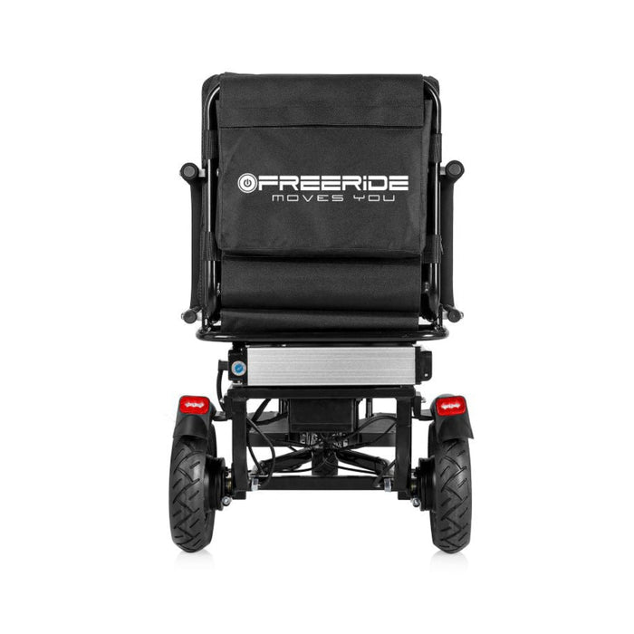 Black mobility scooter with 'Freeride' branding on a white background