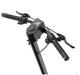 Black motorcycle handlebar with control panel on a white background