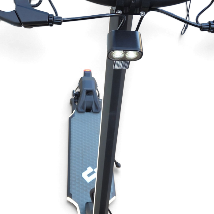 Electric Scooter Shop Punk Roamer electric scooter showing the front LED headlight and textured deck from above