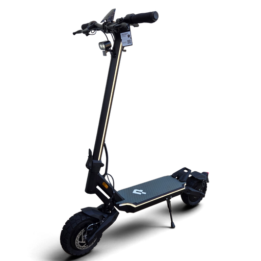 Electric Scooter Shop Punk Roamer Pro dual motor electric scooter in black with LED headlight and rugged tyres