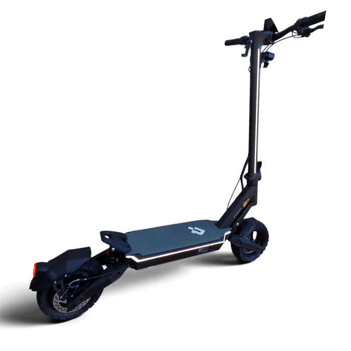 Electric Scooter Shop Punk Roamer Pro dual motor electric scooter in black with rugged tyres and deck lighting