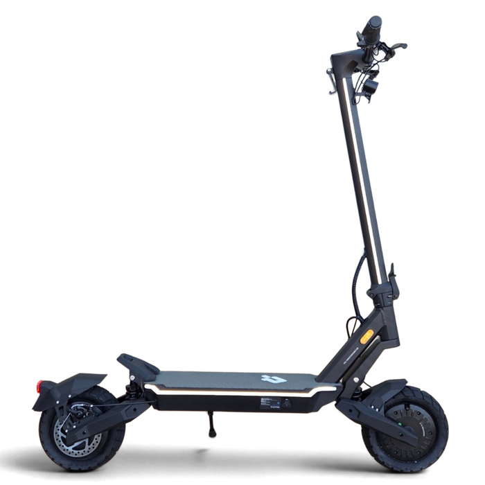 Electric Scooter Shop Punk Roamer Pro dual motor electric scooter in black with coil suspension and safety lighting