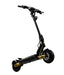 A black electric folding scooter with gold accents, shown on a white background 