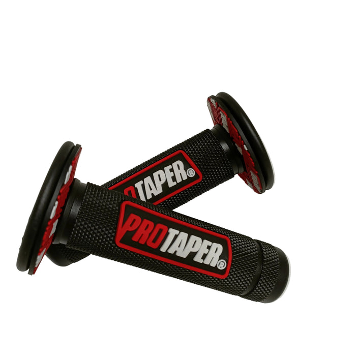 Two black textured PRO TAPER wheel roller handles with red and white branding, resting on a white surface.